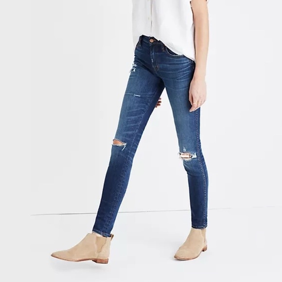 Madewell Denim - Madewell skinny skinny midrise ankle jeans dark wash